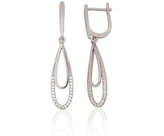 Diamond Sky Jewelry Sidabriniai auskarai su cirkoniais „Double Drop“