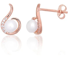 Diamond Sky Jewelry Sidabriniai auskarai su cirkoniais ir perlais „Pearl Muse III“