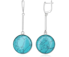 Diamond Sky Jewelry Sidabriniai auskarai su turkiu „Turquoise Moon“