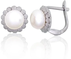 Diamond Sky Jewelry Sidabriniai auskarai su perlais „Pearl Grace II“