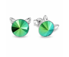 Diamond Sky Jewelry Sidabriniai auskarai „Cat (Scarabaeus Žalias)“ su Swarovski® kristalais