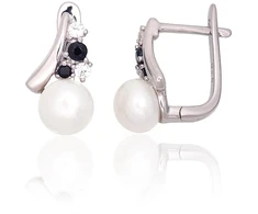 Diamond Sky Jewelry Sidabriniai auskarai su cirkoniais ir perlais „Sielos Veidrodis III“