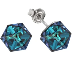 Diamond Sky Jewelry Sidabriniai auskarai „Rubicon II (Bermuda Mėlyna)“ su Swarovski® kristalais