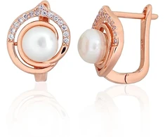 Diamond Sky Jewelry Sidabriniai auskarai su cirkoniais ir perlais „Marielle II“