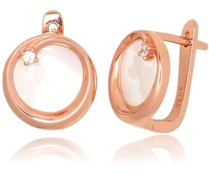 Diamond Sky Jewelry Sidabriniai auskarai su cirkoniais ir perlamutru „Moon Circle“