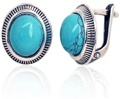 Diamond Sky Jewelry Sidabriniai auskarai su turkiu „Turquoise Moon II“