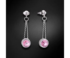 Diamond Sky Jewelry Sidabriniai auskarai „Bonbon (Light Rose)“ su Swarovski® kristalais