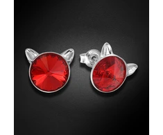 Diamond Sky Jewelry Sidabriniai auskarai „Cat (Light Siam)“ su Swarovski® kristalais