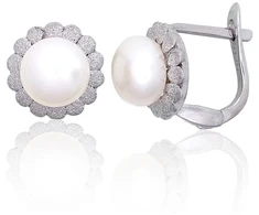 Diamond Sky Jewelry Sidabriniai auskarai su perlais „Pearl Grace II“