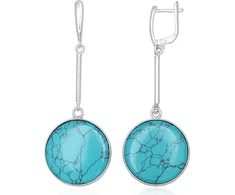 Diamond Sky Jewelry Sidabriniai auskarai su turkiu „Turquoise Moon“