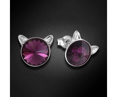 Diamond Sky Jewelry Sidabriniai auskarai „Cat (Amethyst)“ su Swarovski® kristalais