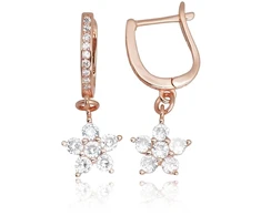 Diamond Sky Jewelry Sidabriniai auskarai su cirkoniais „Auksinė Gėlė XII“