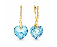Diamond Sky Jewelry Sidabriniai auskarai „Romantic Heart III (Aquamarine Mėlyna)“ su Swarovski® kristalais