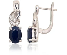 Diamond Sky Jewelry Sidabriniai auskarai su cirkoniais ir safyrais „Splendor Sapphire“