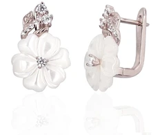 Diamond Sky Jewelry Sidabriniai auskarai su cirkoniais ir perlamutru „Silk Tango II“