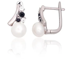 Diamond Sky Jewelry Sidabriniai auskarai su cirkoniais ir perlais „Sielos Veidrodis III“