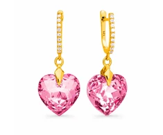 Diamond Sky Jewelry Sidabriniai auskarai „Romantic Heart III (Rose)“ su Swarovski® kristalais