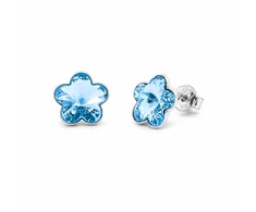 Diamond Sky Jewelry Sidabriniai auskarai moterims Diamond Sky „Sunny Flower (Aquamarine)“ su Swarovski kristalais
