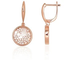 Diamond Sky Jewelry Sidabriniai auskarai su cirkoniais ir perlamutru „Moonlit Cluster“