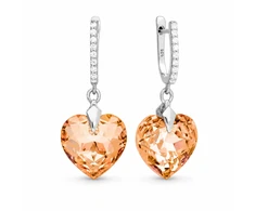 Diamond Sky Jewelry Sidabriniai auskarai „Romantic Heart III R (Colorado Topaz)“ su Swarovski® kristalais