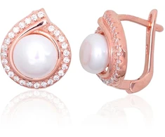 Diamond Sky Jewelry Sidabriniai auskarai su cirkoniais ir perlais „Pearl Muse“