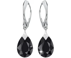 Diamond Sky Jewelry Sidabriniai auskarai „Moon Shine (Jet)“ su Swarovski® kristalais