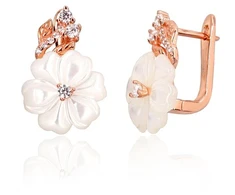 Diamond Sky Jewelry Sidabriniai auskarai su cirkoniais ir perlamutru „Silk Tango“
