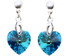 Diamond Sky Jewelry Sidabriniai auskarai „Romantic Heart II (Bermuda Mėlyna)“ su Swarovski® kristalais