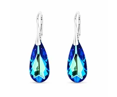 Diamond Sky Jewelry Sidabriniai auskarai moterims DiamondSky „Rainbow Waterfall (Bermuda Mėlyna)“ su Swarovski kristalais