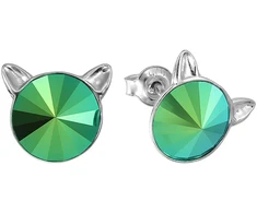 Diamond Sky Jewelry Sidabriniai auskarai „Cat (Scarabaeus Žalias)“ su Swarovski® kristalais