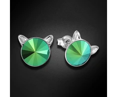 Diamond Sky Jewelry Sidabriniai auskarai „Cat (Scarabaeus Žalias)“ su Swarovski® kristalais