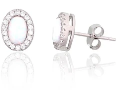 Diamond Sky Jewelry Sidabriniai auskarai su cirkoniais ir opalitu „Mėnulio Žavesys III“