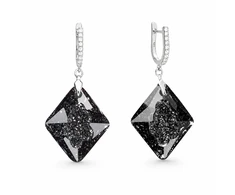 Diamond Sky Jewelry Sidabriniai auskarai moterims DiamondSky „Growing Crystal (Sidabrinis Night)“ su Swarovski kristalais