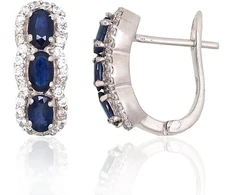 Diamond Sky Jewelry Sidabriniai auskarai su cirkoniais ir safyrais „Sophie“