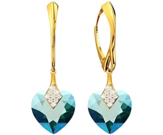 Diamond Sky Jewelry Sidabriniai auskarai „Cute Valentine (Emerald Shimmer)“ su Swarovski® kristalais