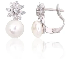 Diamond Sky Jewelry Sidabriniai auskarai su cirkoniais ir perlais „Galos VIII“