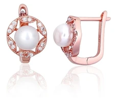 Diamond Sky Jewelry Sidabriniai auskarai su cirkoniais ir perlais „Marielle“