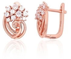 Diamond Sky Jewelry Sidabriniai auskarai su cirkoniais „Auksinė Gėlė II“