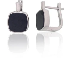 Diamond Sky Jewelry Sidabriniai auskarai su oniksu „Nyx“