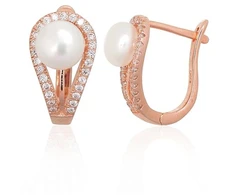 Diamond Sky Jewelry Sidabriniai auskarai su cirkoniais ir perlais „Pearl Muse II“