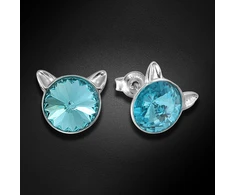 Diamond Sky Jewelry Sidabriniai auskarai „Cat (Light Turquoise)“ su Swarovski® kristalais