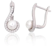 Diamond Sky Jewelry Sidabriniai auskarai su cirkoniais ir perlais „Galos V“