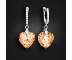 Diamond Sky Jewelry Sidabriniai auskarai „Romantic Heart III R (Colorado Topaz)“ su Swarovski® kristalais