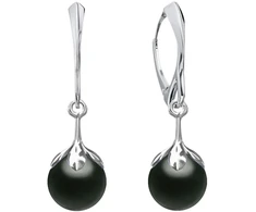Diamond Sky Jewelry Sidabriniai auskarai „Pearl Galaxy (Magic Juodas)“ su Preciosa® kristalais