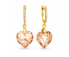 Diamond Sky Jewelry Sidabriniai auskarai „Romantic Heart III (Colorado Topaz)“ su Swarovski® kristalais