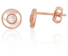 Diamond Sky Jewelry Sidabriniai auskarai su cirkoniais ir perlamutru „Moonrise“