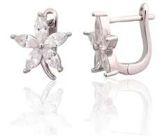 Diamond Sky Jewelry Sidabriniai auskarai su cirkoniais „Akmeninė Gėlė IX“