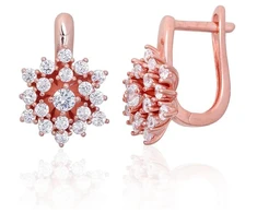 Diamond Sky Jewelry Sidabriniai auskarai su cirkoniais „Akmeninė Gėlė X“