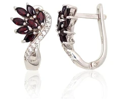Diamond Sky Jewelry Sidabriniai auskarai su cirkoniais ir granatais „Modern“