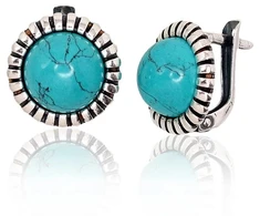 Diamond Sky Jewelry Sidabriniai auskarai su turkiu „Turquoise Moon III“